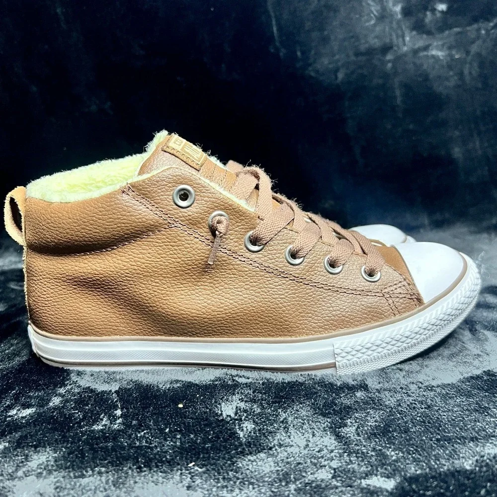 Converse Chuck Taylor All Star 640549C Kids Sneakers 6 Brown Leather Skate Shoes